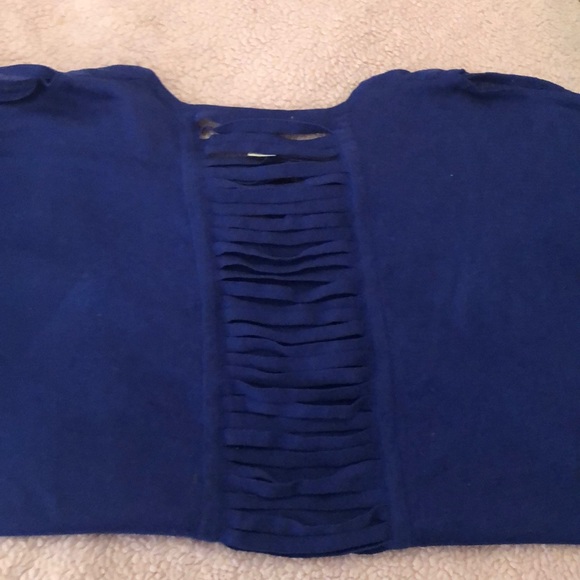 Oversized Blue Ribbed-Back HiLo Top - Picture 2 of 3